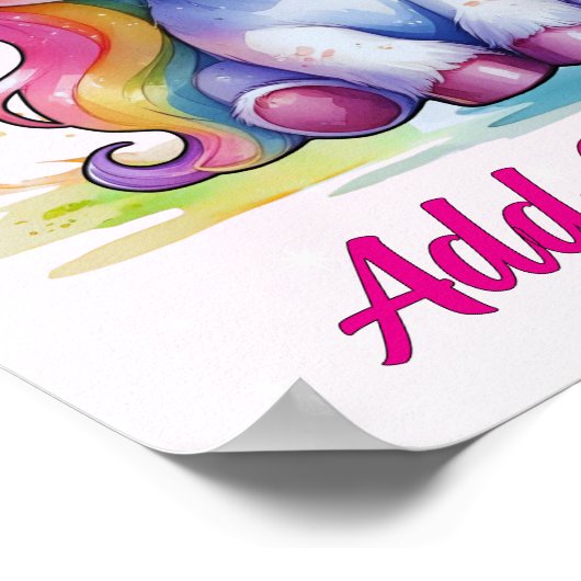 Pastel Baby Unicorn – Custom Name Poster (Hoek)