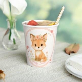 Pastel Baby Vos Babyshower Bloemenschildering Papieren Bekers