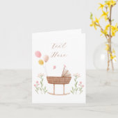 Pastel baby wieg bloemig kaart (Gele Bloem)