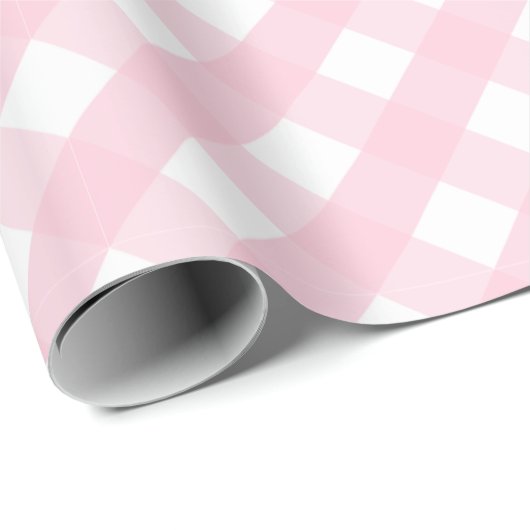 Pastel Baby Zacht Roze en witte cheque Gift Cadeaupapier (Rol Hoek)