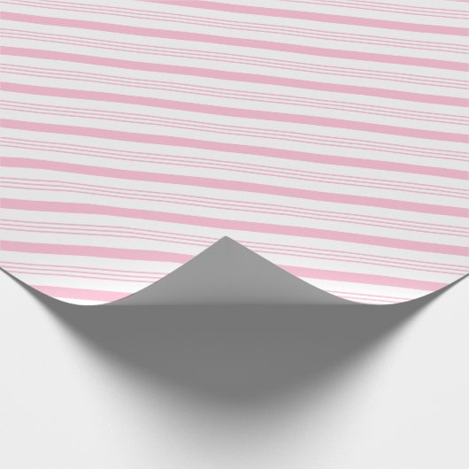 Pastel Baby Zacht Roze en Witte Stripe Gift Cadeaupapier (Hoek)