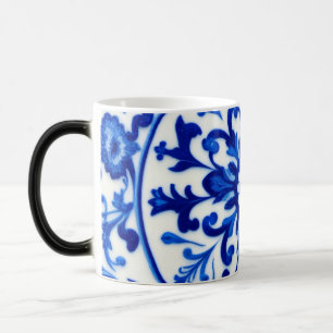 Pastel babyblauw en wit Frans bloemmotief fantasie Magische Mok