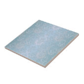 Pastel babyblauwe damast tegeltje (Zijkant)
