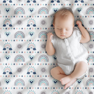 Pastel Babydeken Navy Roze Boho Sfeer Fleece Deken