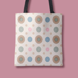 Pastel Babylonische geïnspireerde bloemmotief Tote Bag