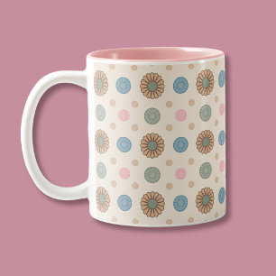 Pastel Babylonische geïnspireerde bloemmotief Tweekleurige Koffiemok