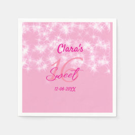 Pastel babyroze zoete 16 verjaardag naam toevoegen servet