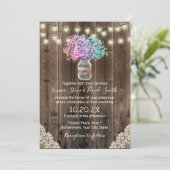 Pastel Baby's Breath Flowers Rustic Wedding Kaart (Staand voorkant)