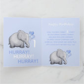 Pastel Baby's Schattigee olifant 1e Verjaardag Ver Kaart (Binnen)
