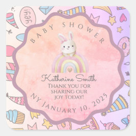 PASTEL babyshower Adorable Editable Celebration Vierkante Sticker