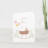 Pastel babywieg bloemmotief kaart (Voorkant)