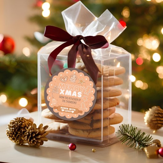 Pastel bakken feestelijke koekje vrolijk kerstfees ronde sticker