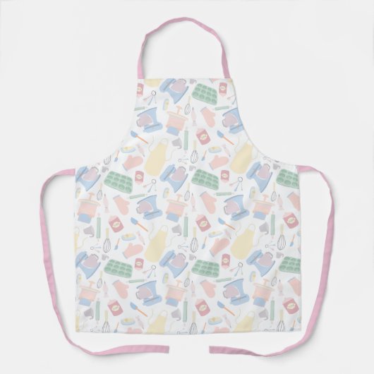 Pastel bakken thema zoete desserts gebak kunst schort (Voorkant)