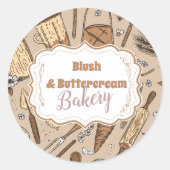 Pastel Bakkerij Branding Ronde Sticker (Voorkant)