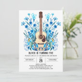 Pastel ballade gitaar jongen verjaardag kaart (Staand voorkant)