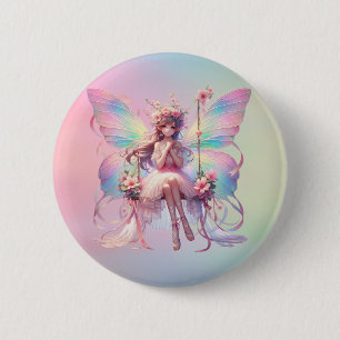 Pastel Ballerina Fairy Prinses Meisjes Ronde Button 5,7 Cm