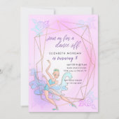 Pastel  Ballerina Verjaardagsfeest Uitnodiging (Voorkant)