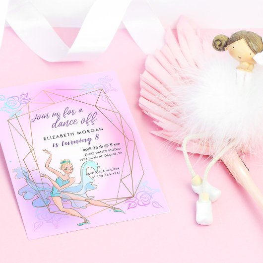 Pastel  Ballerina Verjaardagsfeest Uitnodiging