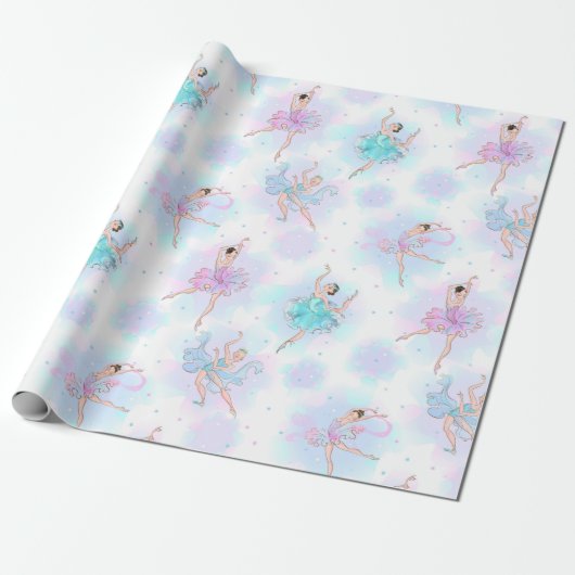 Pastel Ballet dansers Cadeaupapier (Uitgerold)