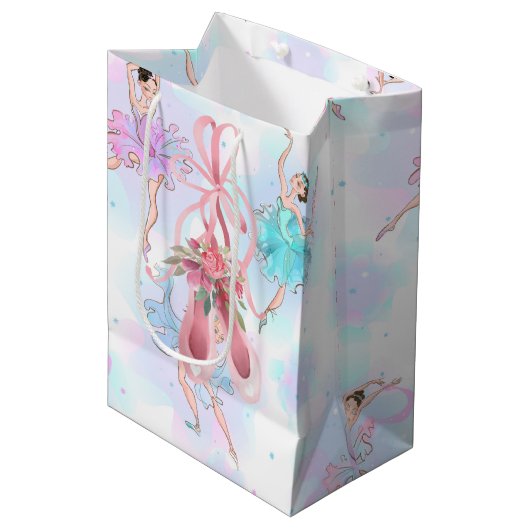 Pastel Ballet dansers Medium Cadeauzakje (Voorkant Gekanteld)