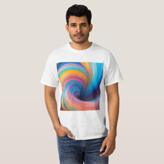 Pastel Ballet van Blauw en Lichtblauw Swirls T-shirt (Voorkant volledig)