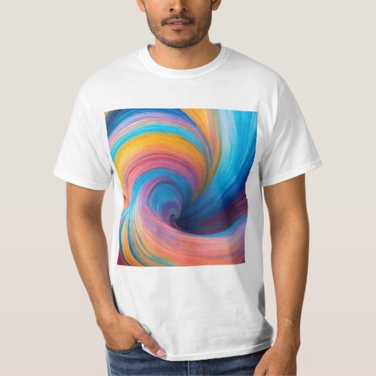 Pastel Ballet van Blauw en Lichtblauw Swirls T-shirt (Voorkant)