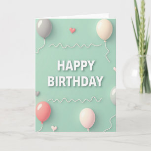 Pastel Ballon Verjaardagskaart Kaart