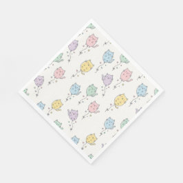 Pastel Ballonkat Patroon – Mooie Minimalistische K Servet