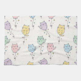Pastel Ballonkat Patroon – Mooie Minimalistische K Theedoek