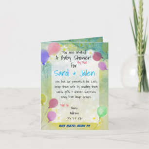 Pastel Ballonnen Baby Shower per Post Waterverf
