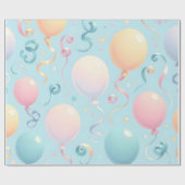 Pastel ballonnen en krullende lint inpakpapier (Vlak)