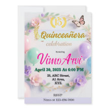 Pastel ballonnen en vlinder Quinceañera verjaardag