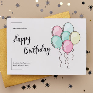 Pastel Ballonnen Gelukkige Verjaardag Briefkaart