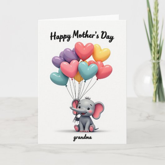 Pastel Ballonnen Olifant Kaart (Voorkant)