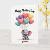 Pastel Ballonnen Olifant Kaart (Gele Bloem)