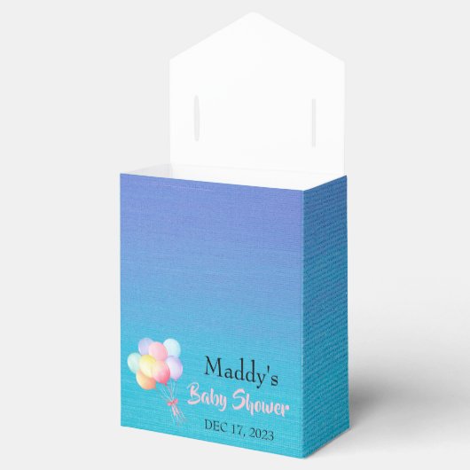 Pastel ballonnen, turquoise dank u Baby shower Bedankdoosjes (Geopend)