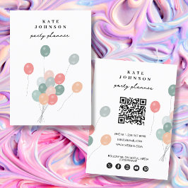 Pastel Ballons Party Planner QR Code Social Media Visitekaartje