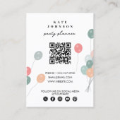 Pastel Ballons Party Planner QR Code Social Media Visitekaartje (Achterkant)