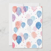 Pastel Balloon First Birthday Invitation Kaart (Achterkant)
