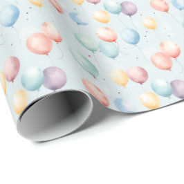 Pastel Balloon Nursery Pattern, Soft Rainbow Boys  Cadeaupapier