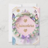 Pastel Balloons and Butterflies Quinceañera  Kaart (Achterkant)