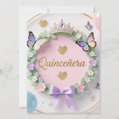 Pastel Balloons and Butterfly Quinceañera birthday Kaart (Achterkant)