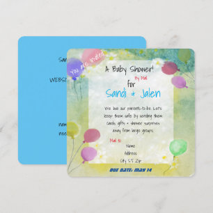Pastel Balloons Baby Shower by Mail Watercolor Kaart