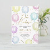 Pastel Balloons Baby shower Kaart (Staand voorkant)