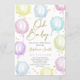 Pastel Balloons Baby shower Kaart