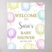 Pastel Balloons Baby shower Welkomstbord Poster (Voorkant)