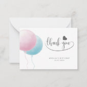 Pastel Balloons Birthday Budget Thank You Notitiekaartje (Voorkant)
