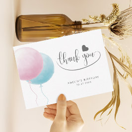 Pastel Balloons Birthday Budget Thank You Notitiekaartje