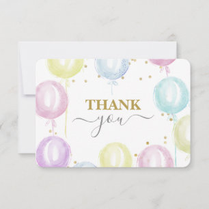 Pastel Balloons Genderneutraal Hartelijk dank Bedankkaart