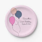 Pastel Balloons Kids verjaardagsfeest Bord (Voorkant)